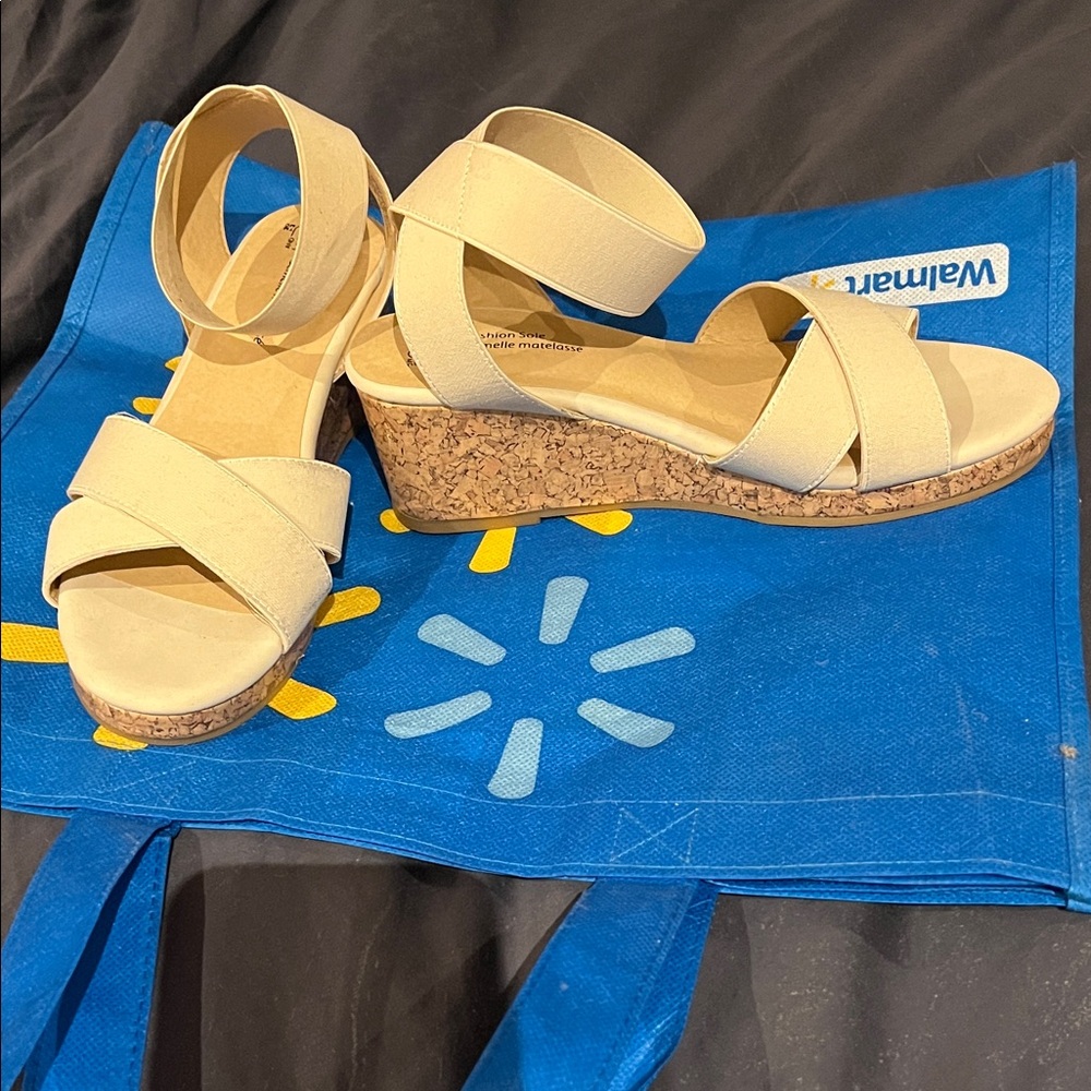 Time and Tru Beige Wedge Sandals